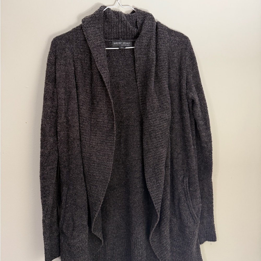 Barefoot Dreams Gray Shawl Collar Cardigan Sweater